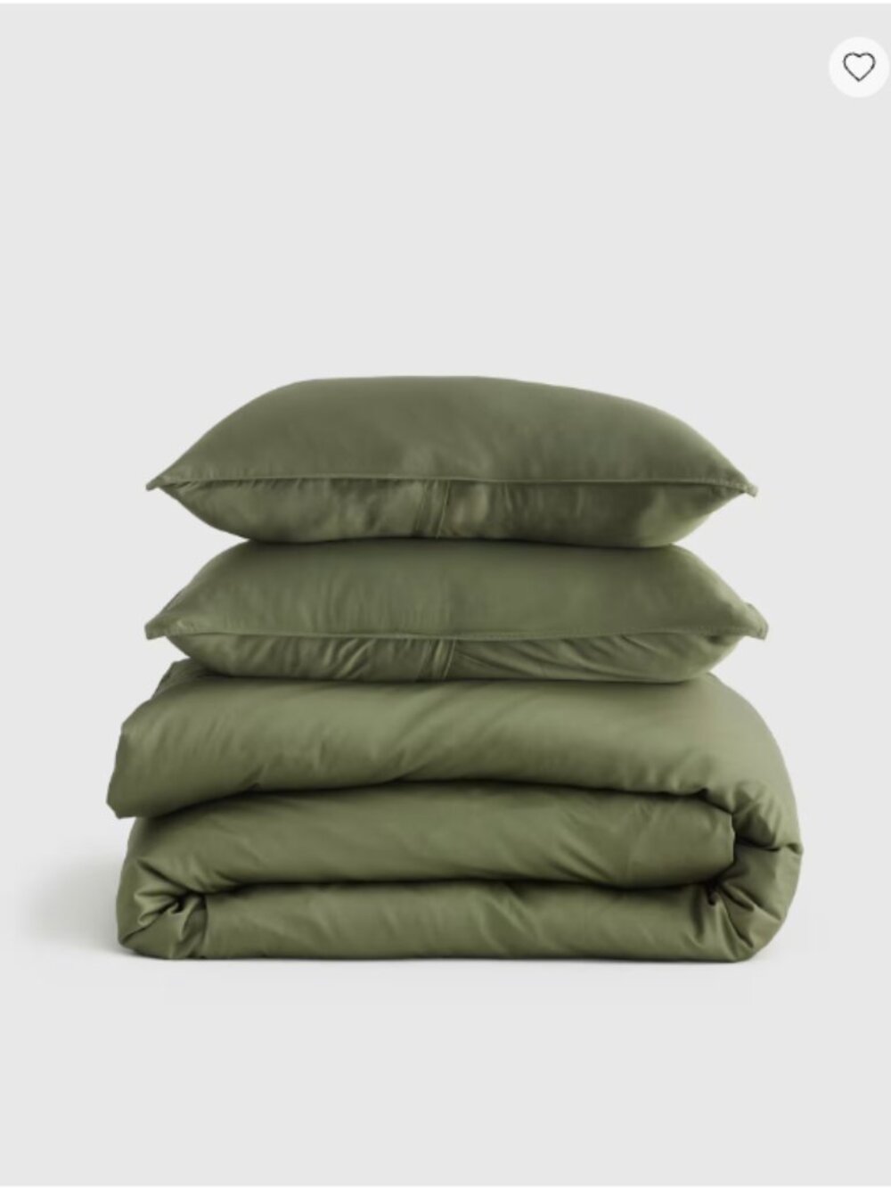 NWT Quince Bamboo Duvet Cover Set – King/Cal King – Olive – 2 Shams – Includes D